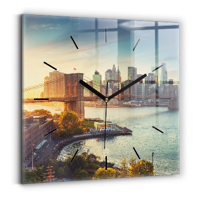 Ceas perete din sticlă pătrat New York Manhattan