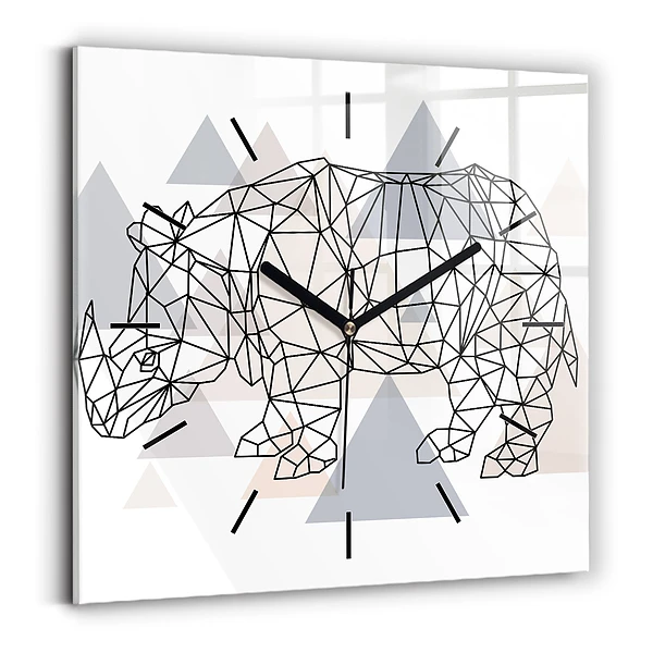 Ceas de sticlă pe perete pătrat Model geometric