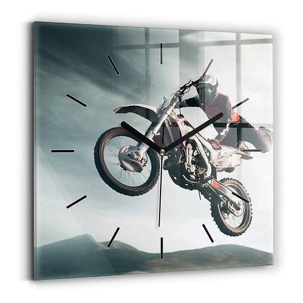 Ceas pătrat de perete din sticlă Stilul motor Adrenalina