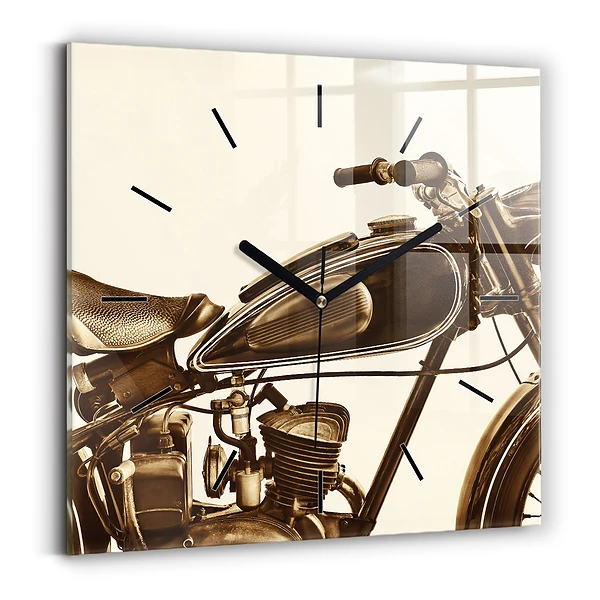 Ceas din sticlă pătrat Motocicletă vintage sepia