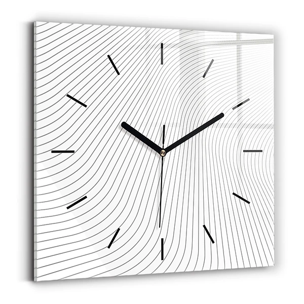 Ceas de sticlă pe perete pătrat Linii abstracte