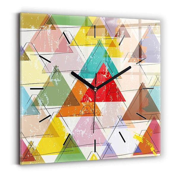 Ceas de sticlă pe perete pătrat Triunghiuri geometrice