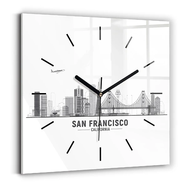 Ceas din sticlă pătrat Panorama San Francisco