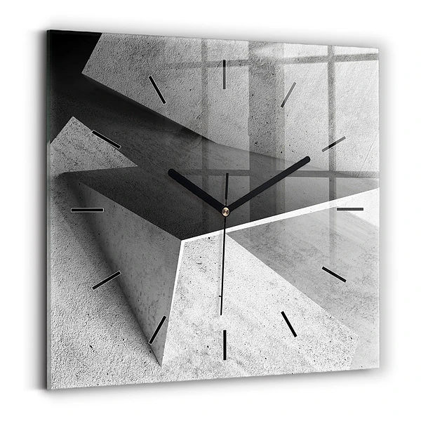 Ceas de sticlă pe perete pătrat Triunghiuri abstracte