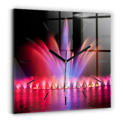 Ceas perete din sticlă pătrat Fântâna Wrocław noaptea