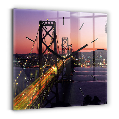 Ceas perete din sticlă pătrat Apus de soare din SUA