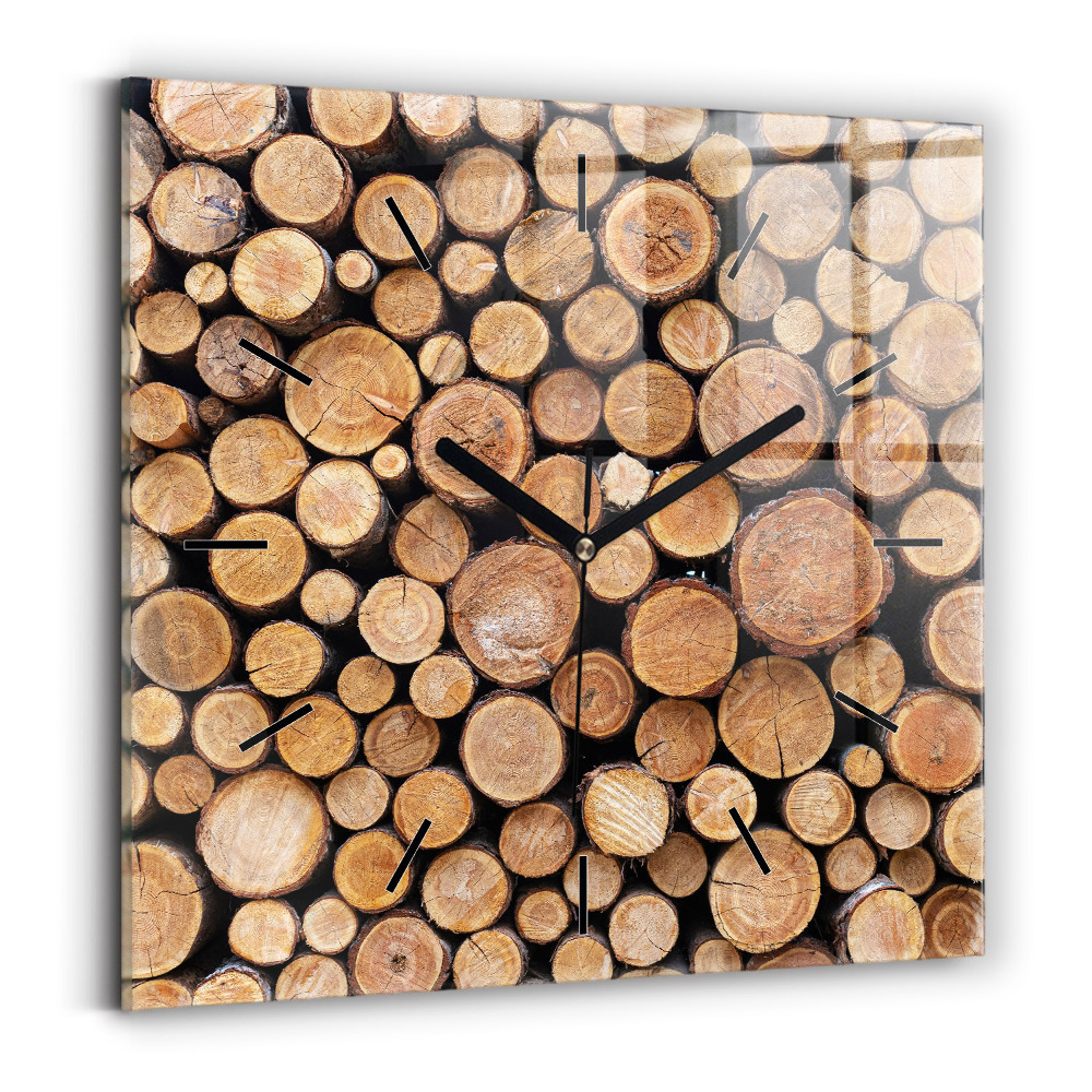 Ceas perete din sticlă pătrat Inele de copac
