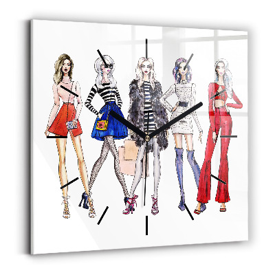 Ceas perete din sticlă pătrat Fete la modă