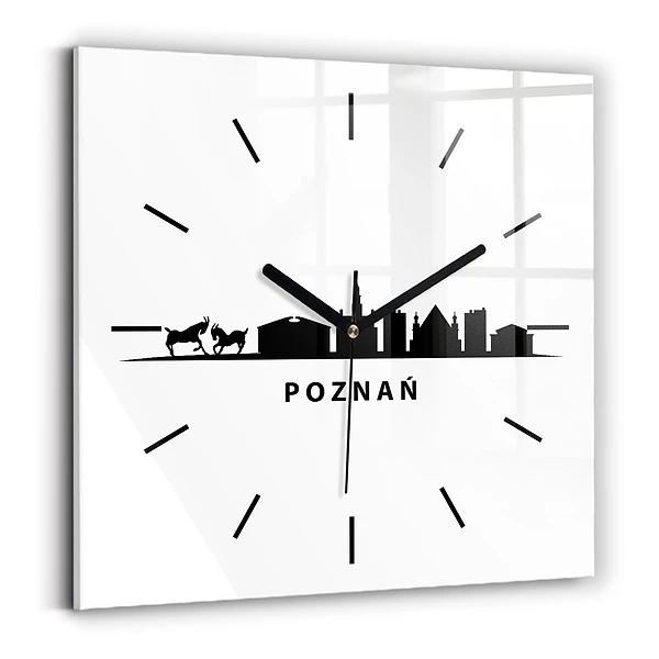 Ceas din sticlă pătrat Grafică panoramică Poznań