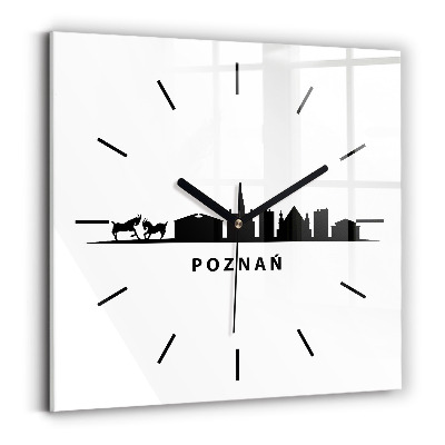 Ceas din sticlă pătrat Grafică panoramică Poznań