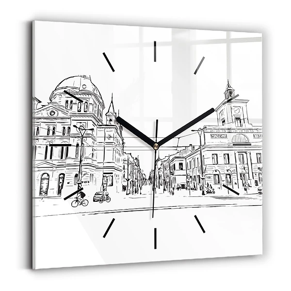 Ceas pătrat de perete din sticlă Ilustrația orașului Poznań