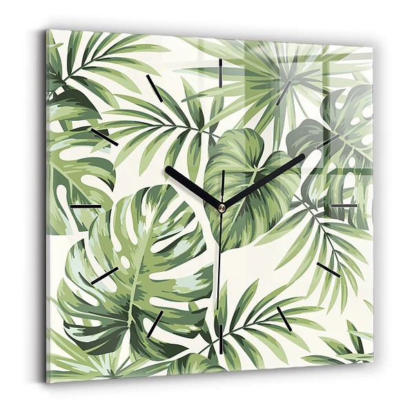 Ceas de sticlă pe perete pătrat Model tropical