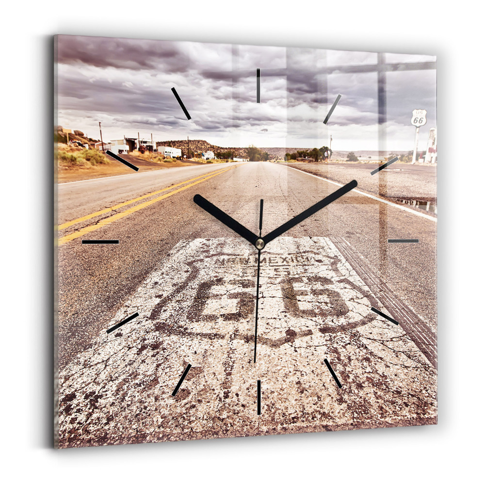 Ceas perete din sticlă pătrat Route 66 SUA