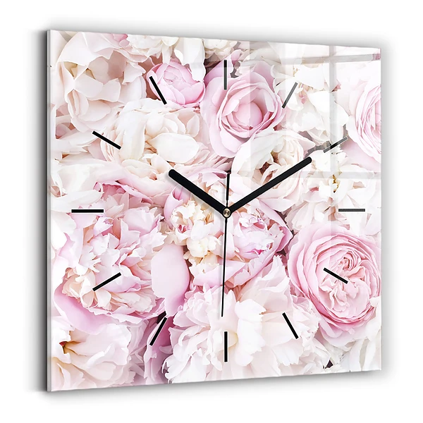 Ceas din sticlă pătrat Flori decorative