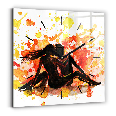 Ceas pătrat de perete din sticlă Dragoste și un cuplu de îndrăgostiți