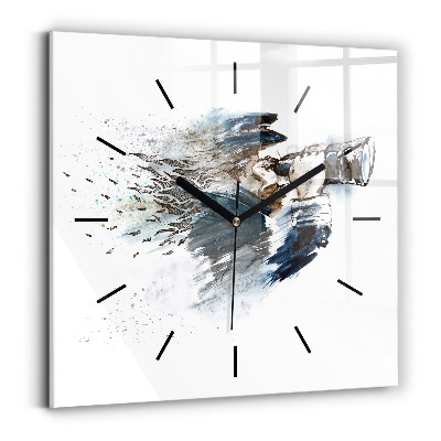 Ceas de sticlă pe perete pătrat Căpitan cu binoclu