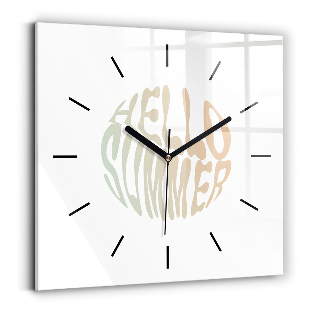 Ceas pătrat de perete din sticlă Bună vară!