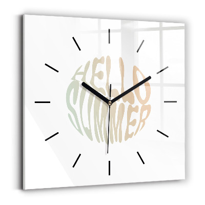 Ceas pătrat de perete din sticlă Bună vară!