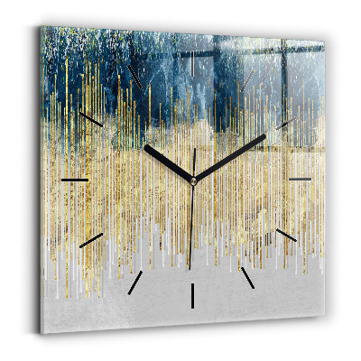 Ceas pătrat de perete din sticlă Model decorativ și auriu
