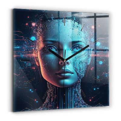 Ceas perete din sticlă pătrat Inteligenţă artificială