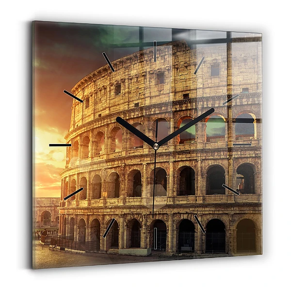 Ceas perete din sticlă pătrat Colosseumul Roman