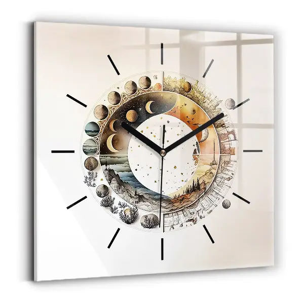 Ceas de sticlă pe perete pătrat Ceas de astronomie