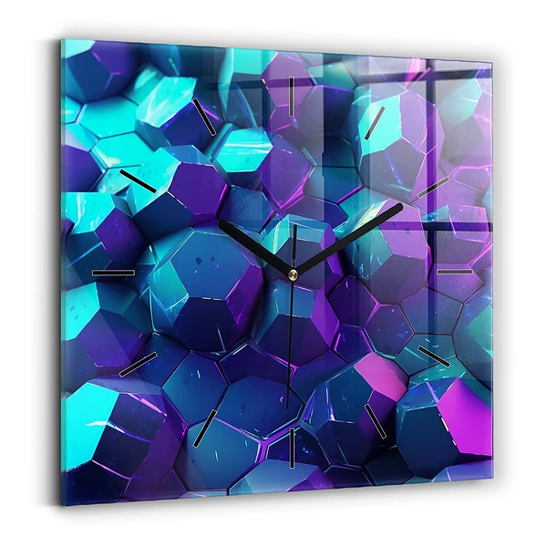 Ceas perete din sticlă pătrat Figuri geometrice