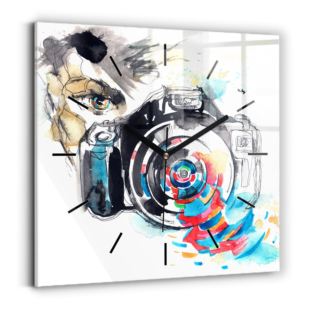 Ceas de sticlă pe perete pătrat Femeie fotograf