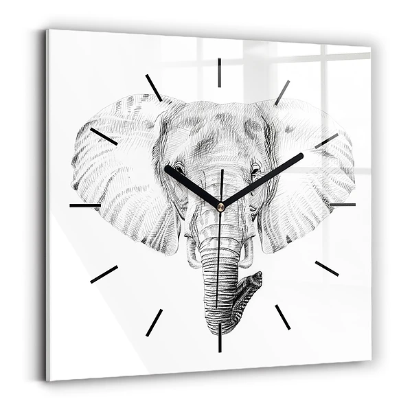 Ceas din sticlă pătrat Cap de elefant grafic