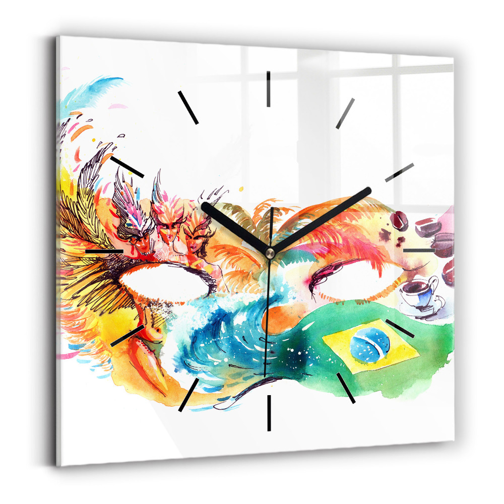 Ceas pătrat de perete din sticlă Cultură - steag brazilian