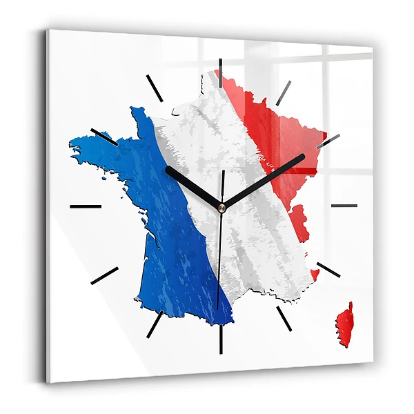Ceas perete din sticlă pătrat steag francez