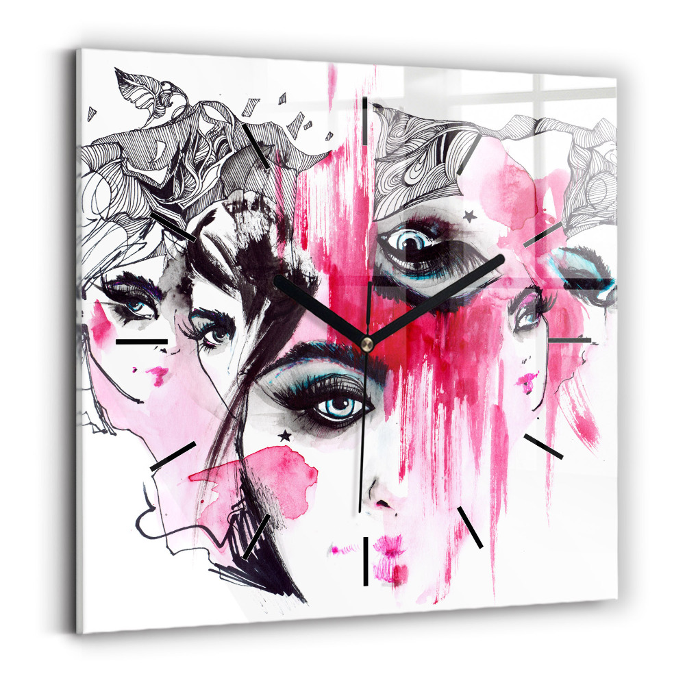 Ceas din sticlă pătrat Multe fețe ale abstracției