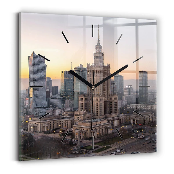 Ceas din sticlă pătrat Panorama Varșoviei