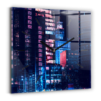 Ceas perete din sticlă pătrat Varșovia noaptea