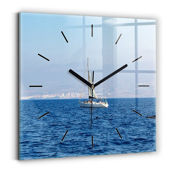 Ceas perete din sticlă pătrat Yacht în Tenerife