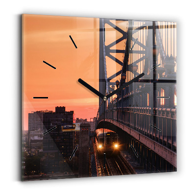Ceas de sticlă pe perete pătrat Podul Benjamin Franklin
