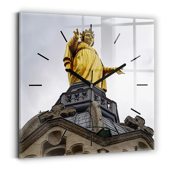 Ceas din sticlă pătrat Statuia Maicii Domnului din Lyon