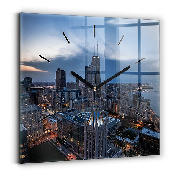 Ceas pătrat de perete din sticlă Fotografie din Chicago