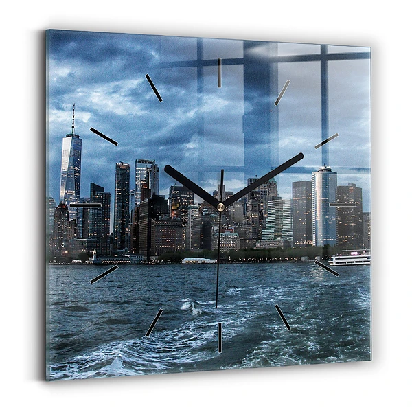 Ceas din sticlă pătrat Panorama New York-ului