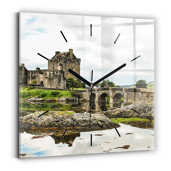 Ceas de sticlă pe perete pătrat Castelul Eilean Donan, Scoția