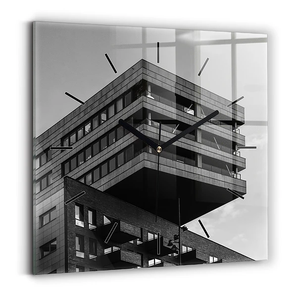 Ceas perete din sticlă pătrat Arhitectura la Amsterdam