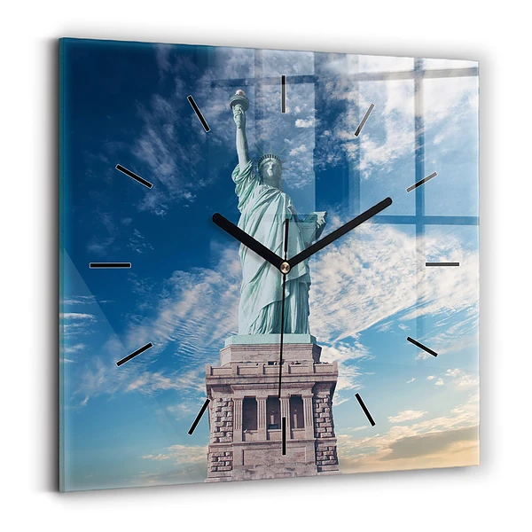 Ceas pătrat de perete din sticlă Statuia Libertății New York