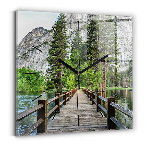 Ceas din sticlă pătrat Pod de lemn Yosemite