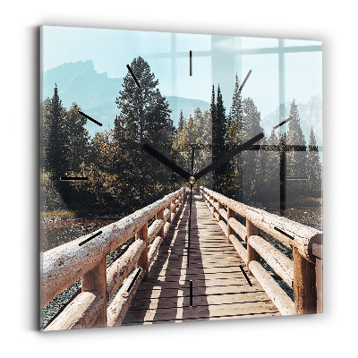 Ceas perete din sticlă pătrat Munții din Yellowstone