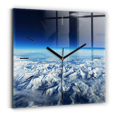 Ceas perete din sticlă pătrat Peisaj din Munții Pirinei