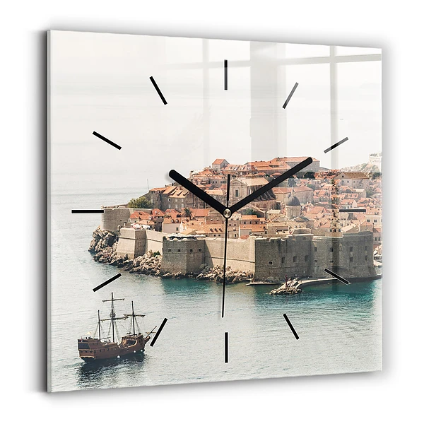 Ceas din sticlă pătrat Nava cu pânze în Dubrovnik