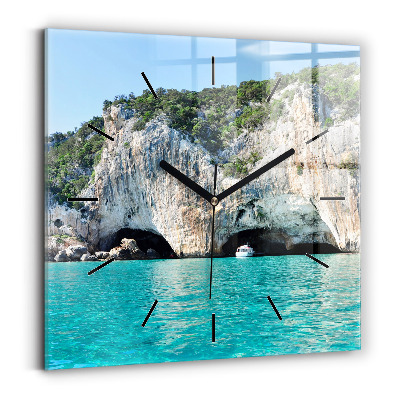 Ceas perete din sticlă pătrat Peștera subacvatică