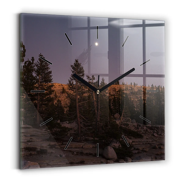 Ceas perete din sticlă pătrat Drumul stâncos al lui Yosemite