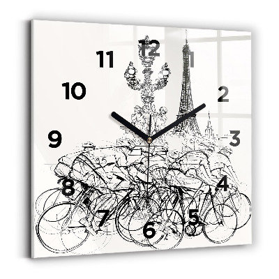 Ceas pătrat de perete din sticlă Desen cursa de ciclism