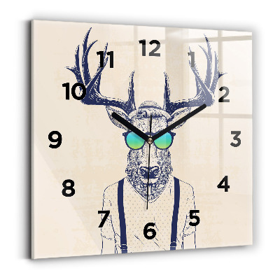 Ceas din sticlă pătrat Cerb abstract
